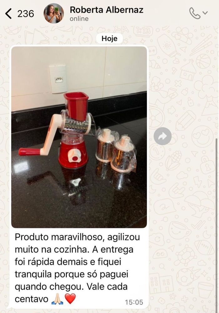 Print de WhatsApp da cliente Roberta Albernaz