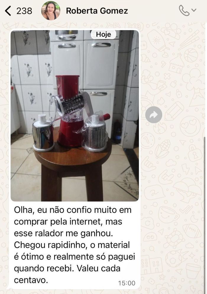 Print de WhatsApp da cliente Roberta Gomez