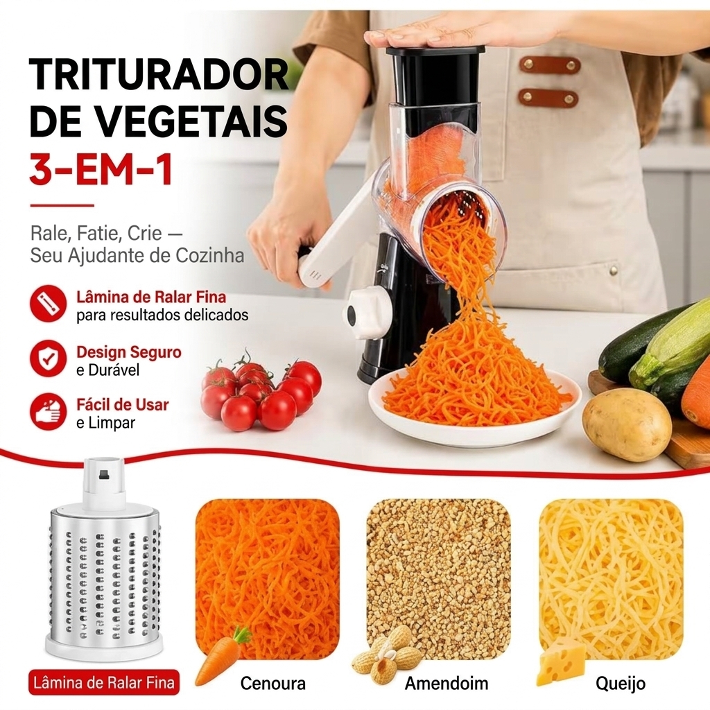 Ralador 3 em 1 ralando queijo